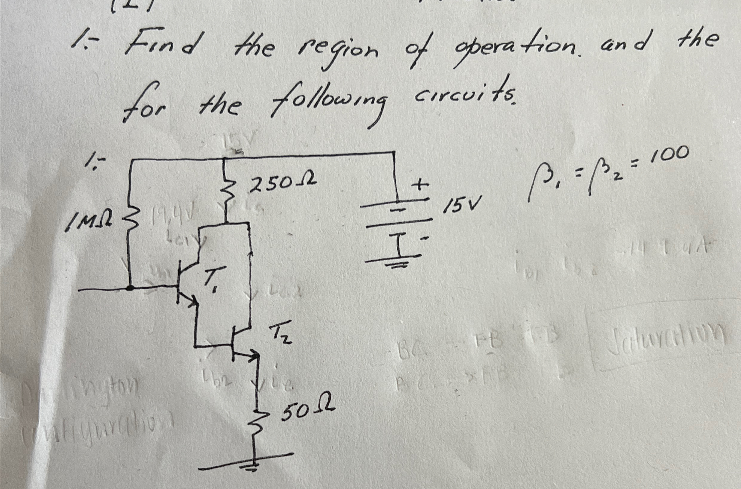1 . - Find the region of operation and the Q