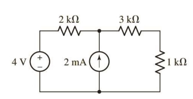 Find the Thevenin equivalent across the 1 k ohm