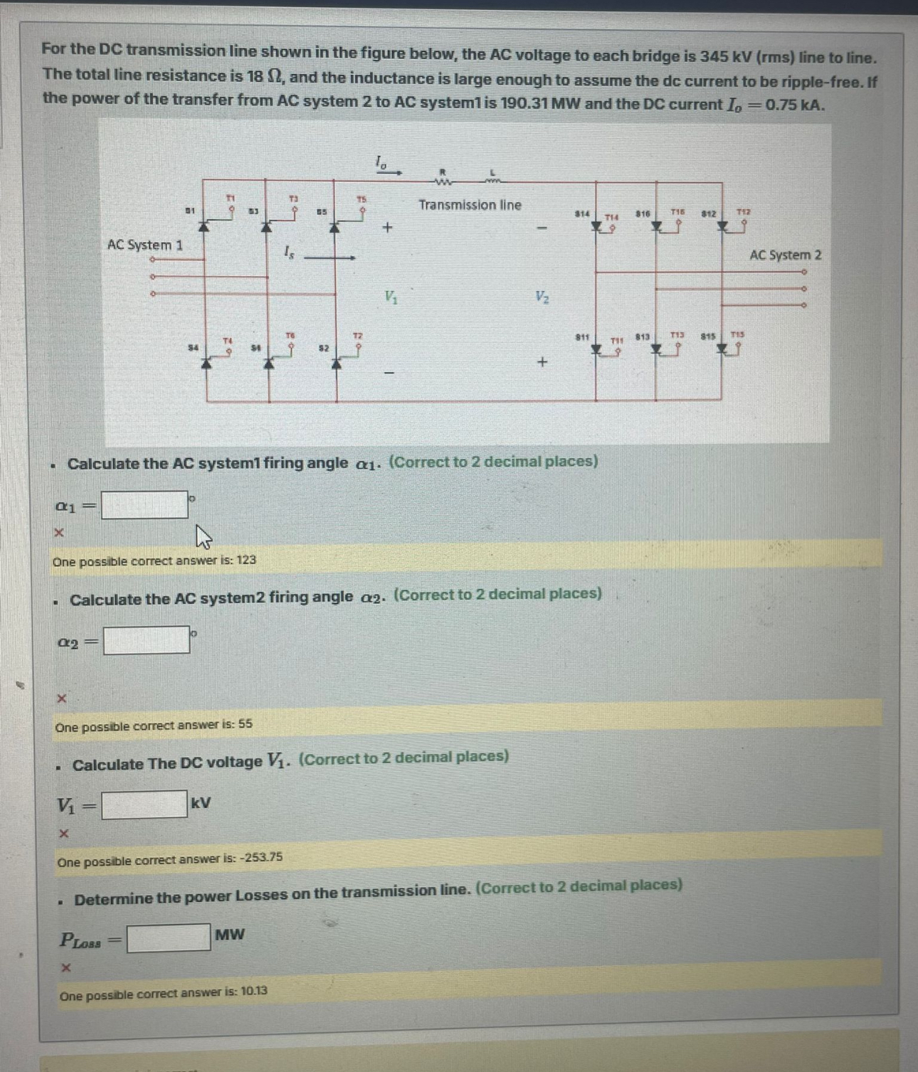 For the DC transmission line shown in the figure