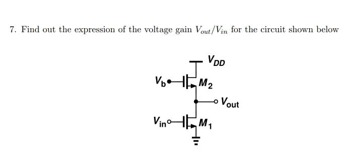 Find out the expression of the voltage gain V o u