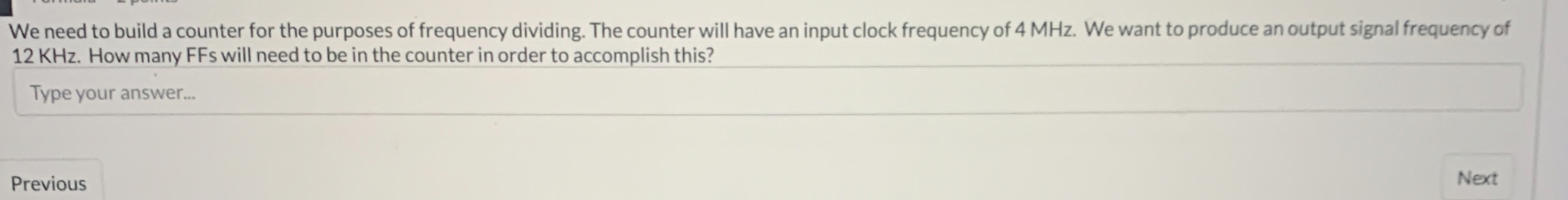 We need to build a counter for the purposes of