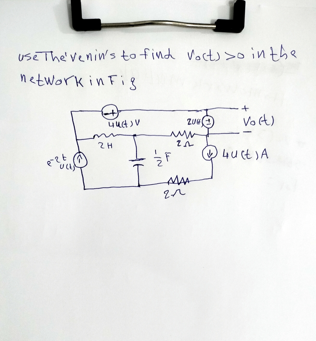 use Thervenin's to find V 0 ( t )  style=
