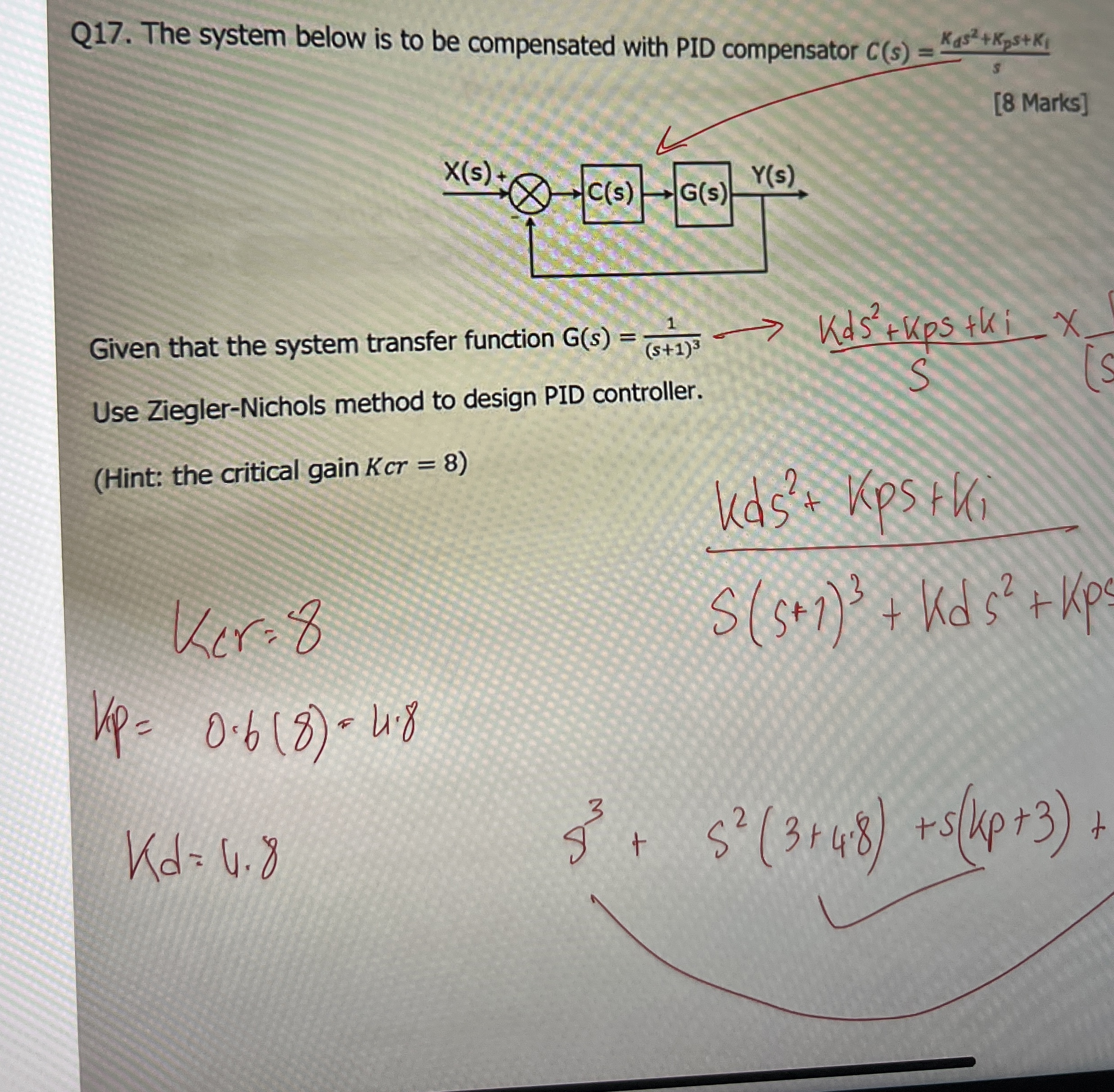 Q 1 7 . The system below is to be compensated