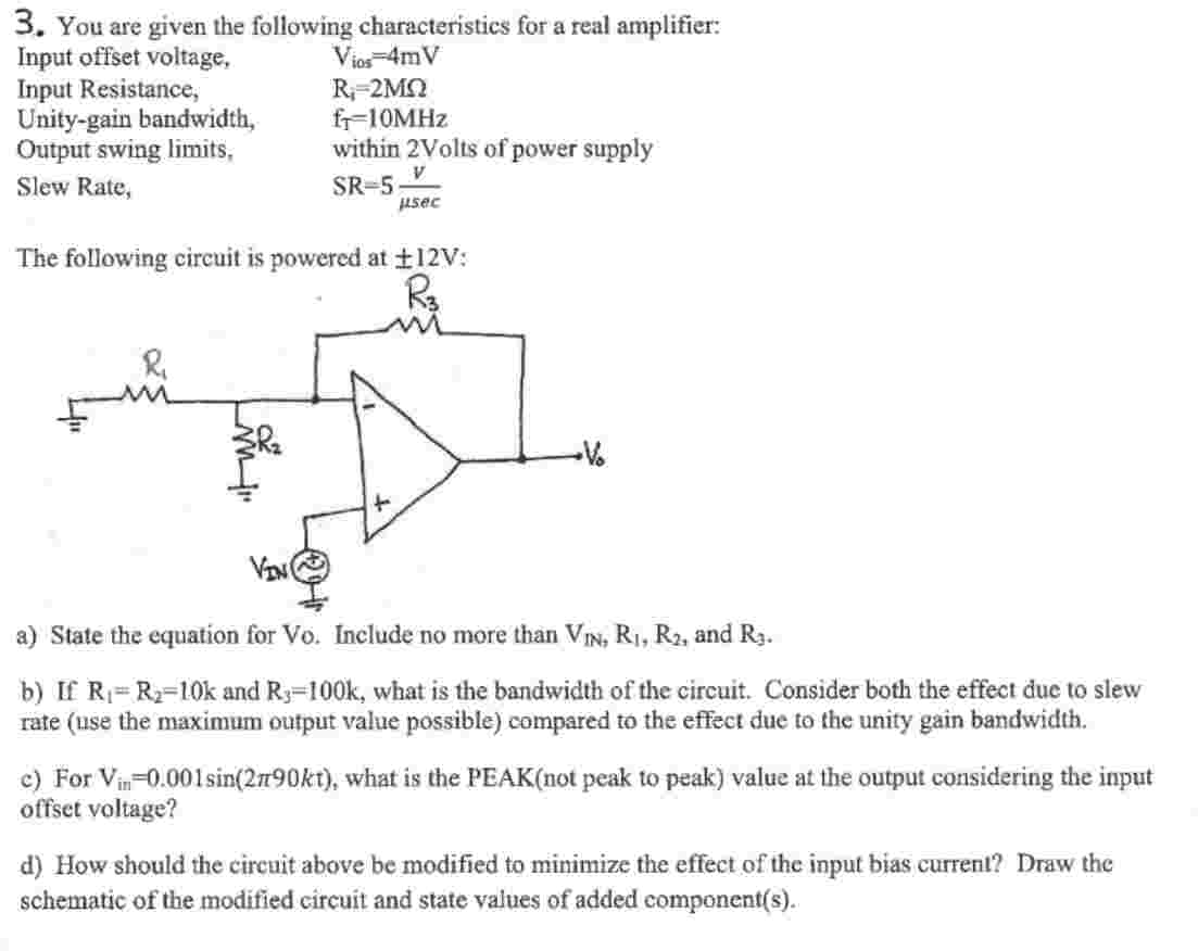 You are given the following characteristics for a