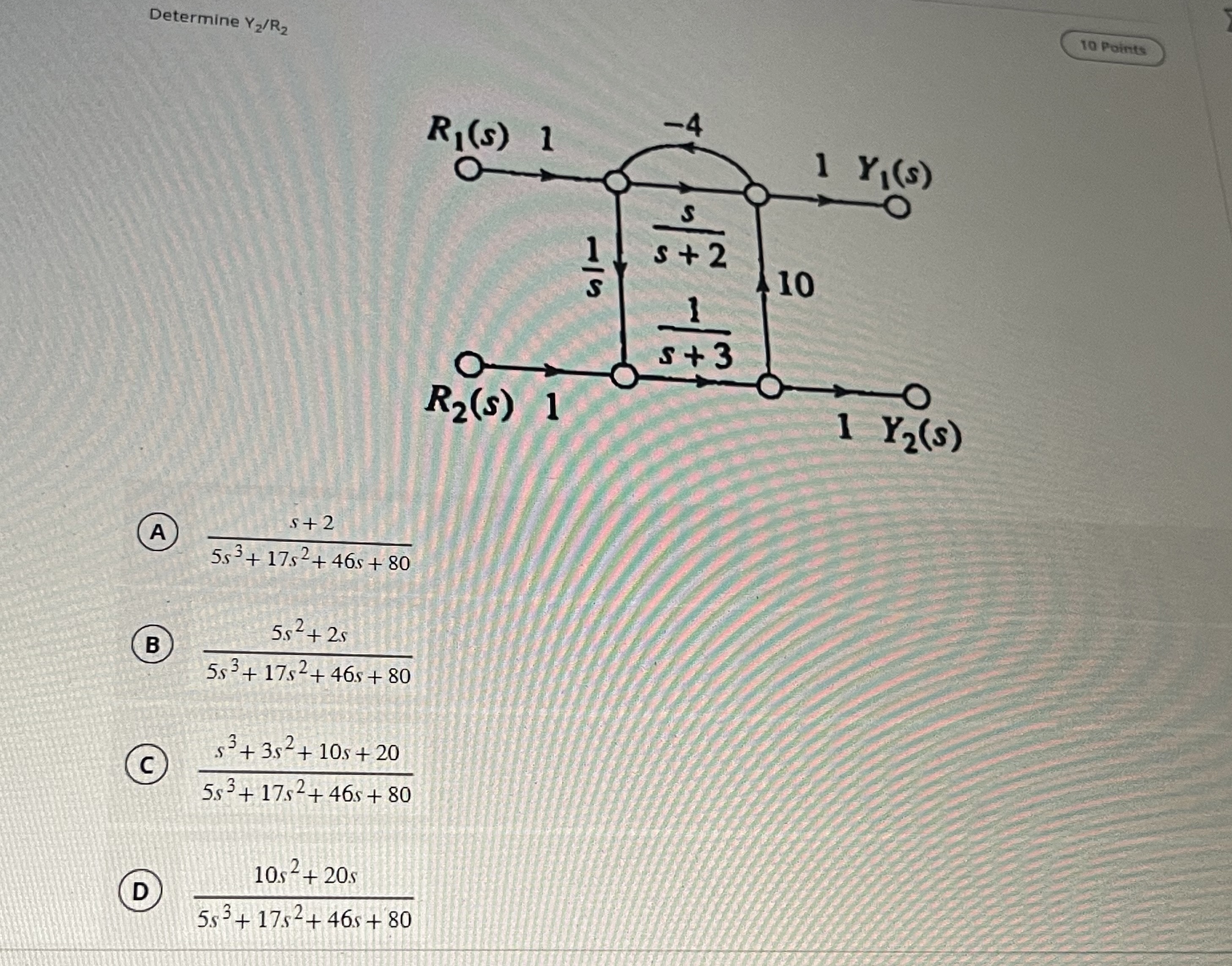 Based on the signal flow graph, determine Y 2 R 2