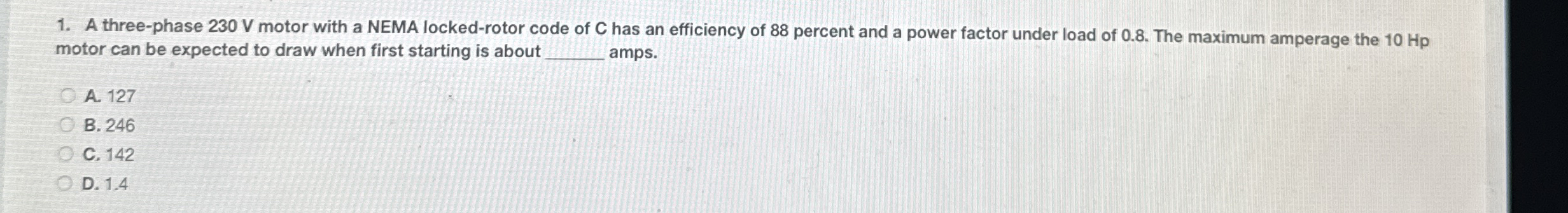 A three - phase 2 3 0 V motor with a NEMA locked