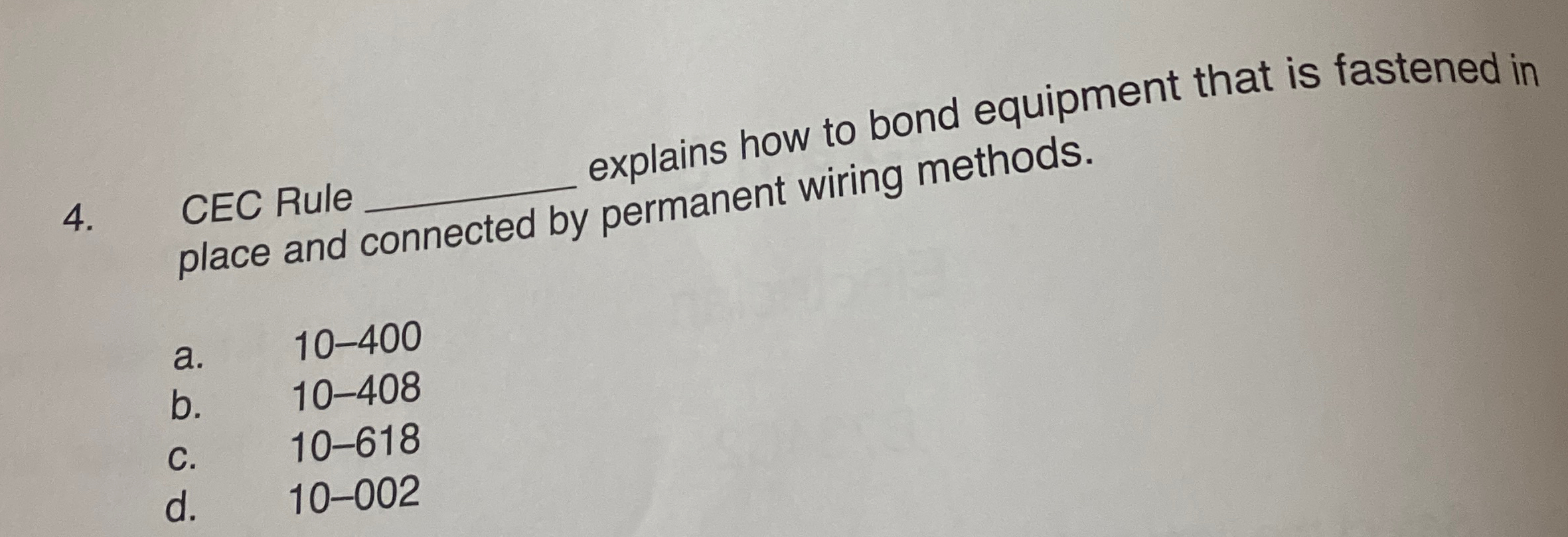 CEC Rule q , explains how to bond equipment that