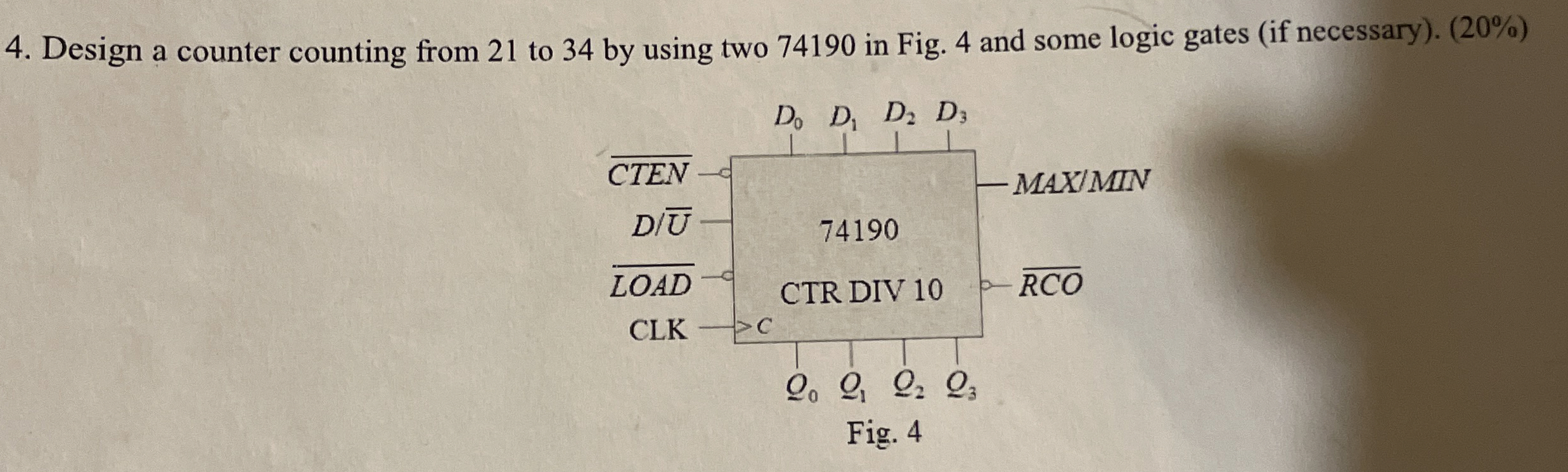 Design a counter counting from 2 1 to 3 4 by