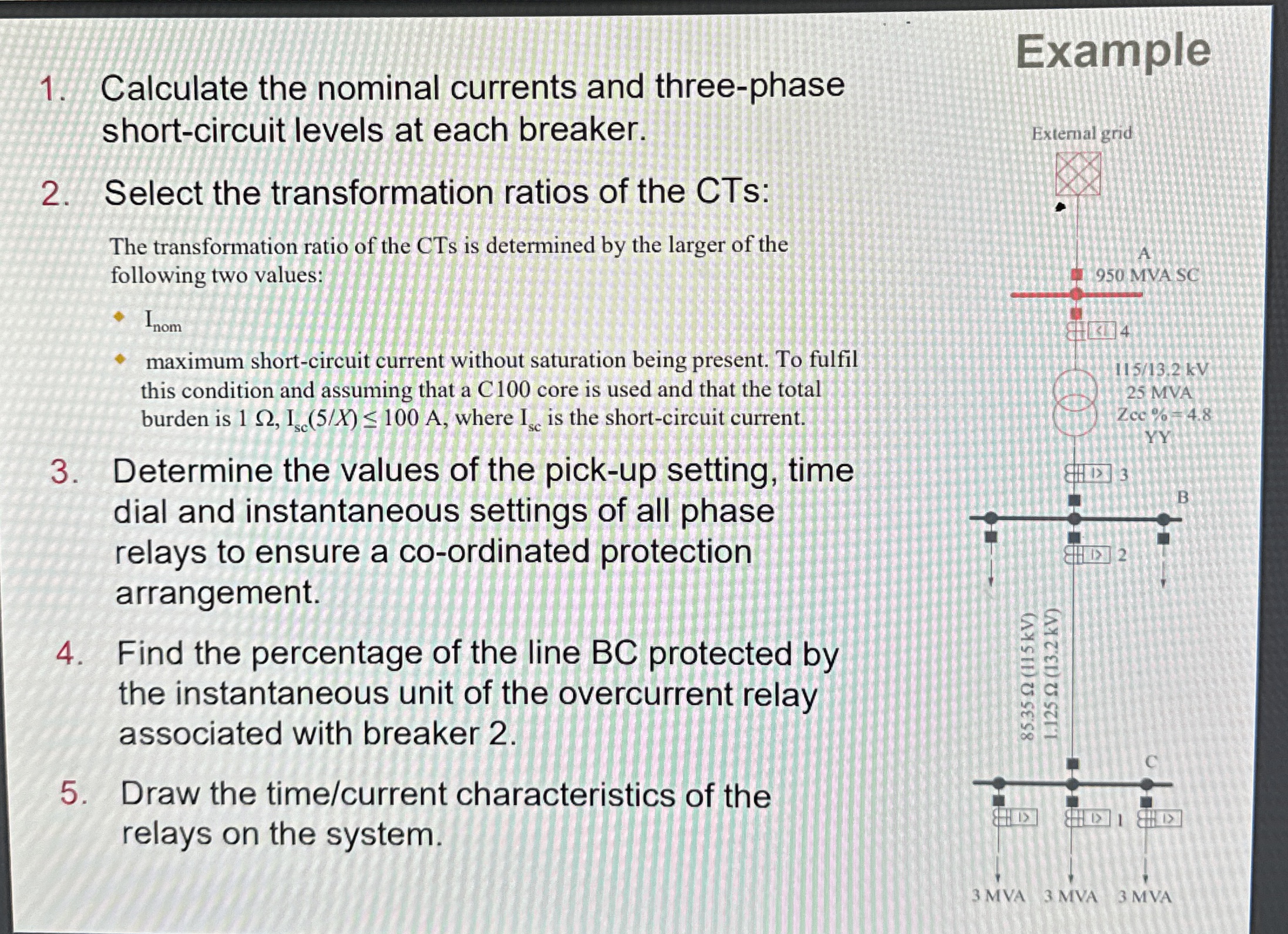 Calculate the nominal currents and three - phase