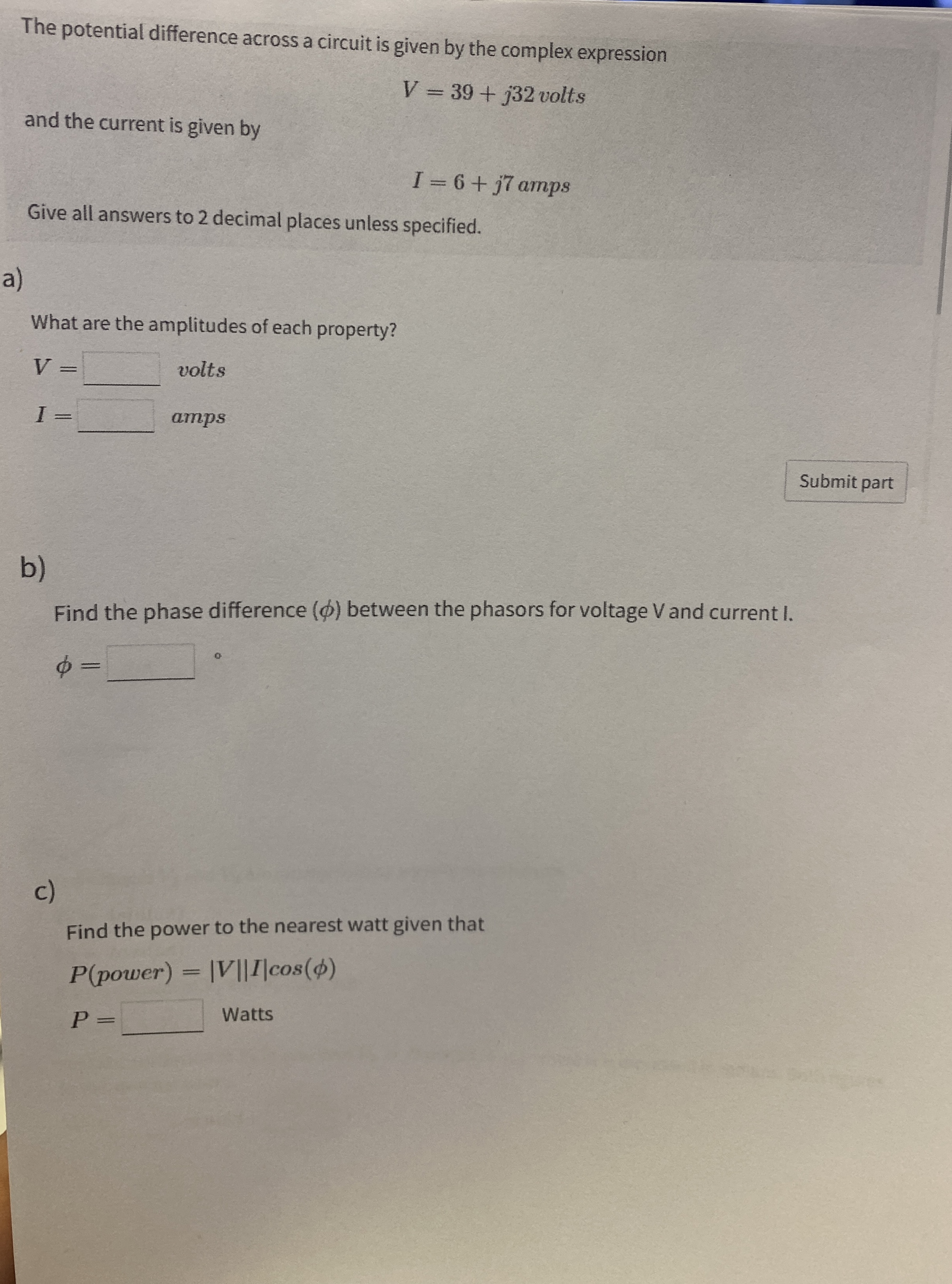 The potential difference across a circuit is