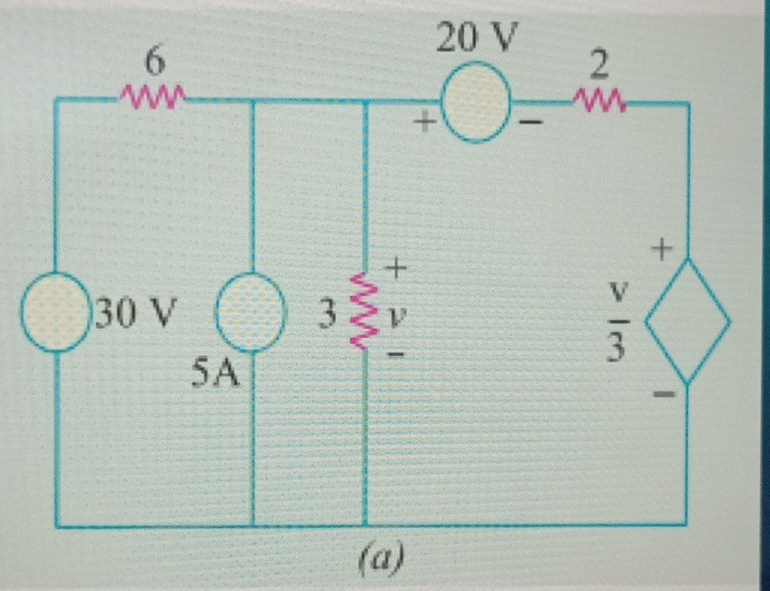 Given the circuit solve for the voltage of the 3