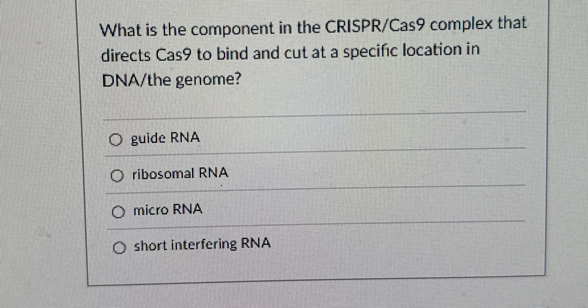 What is the component in the CRISPR / Cas 9