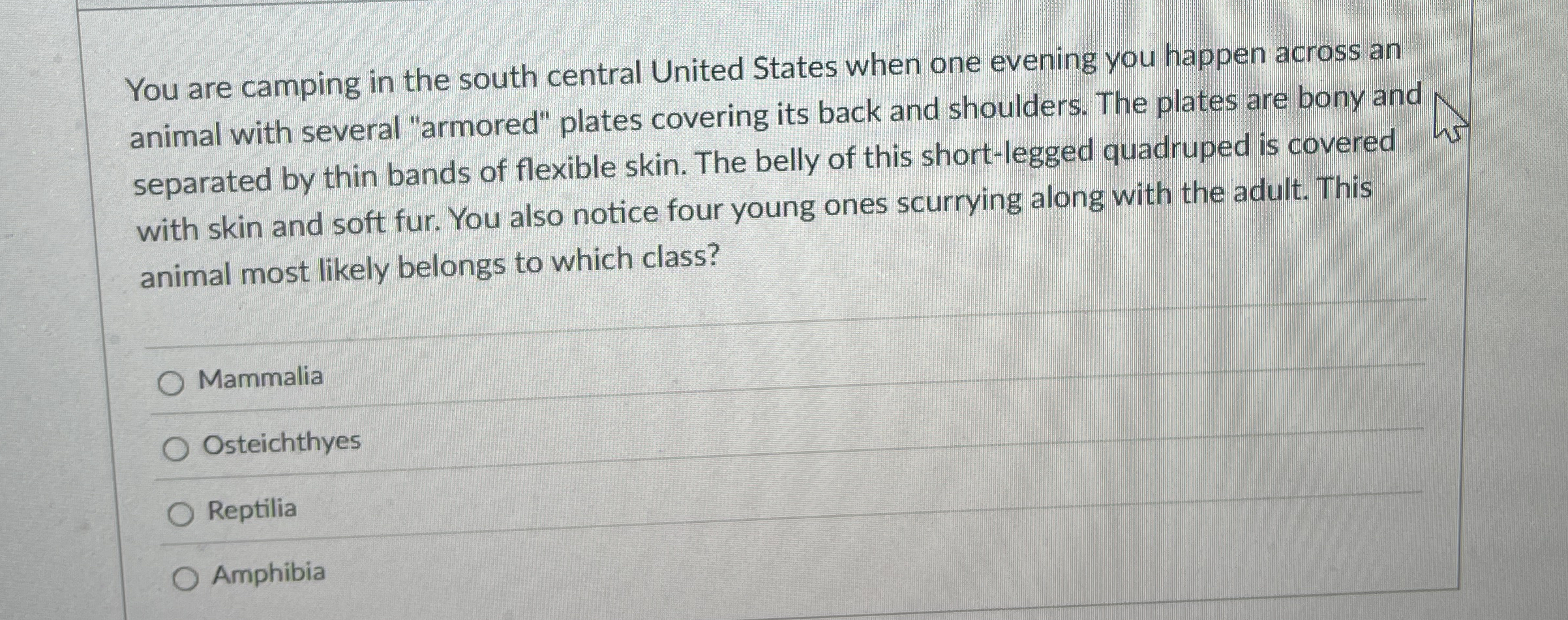 You are camping in the south central United