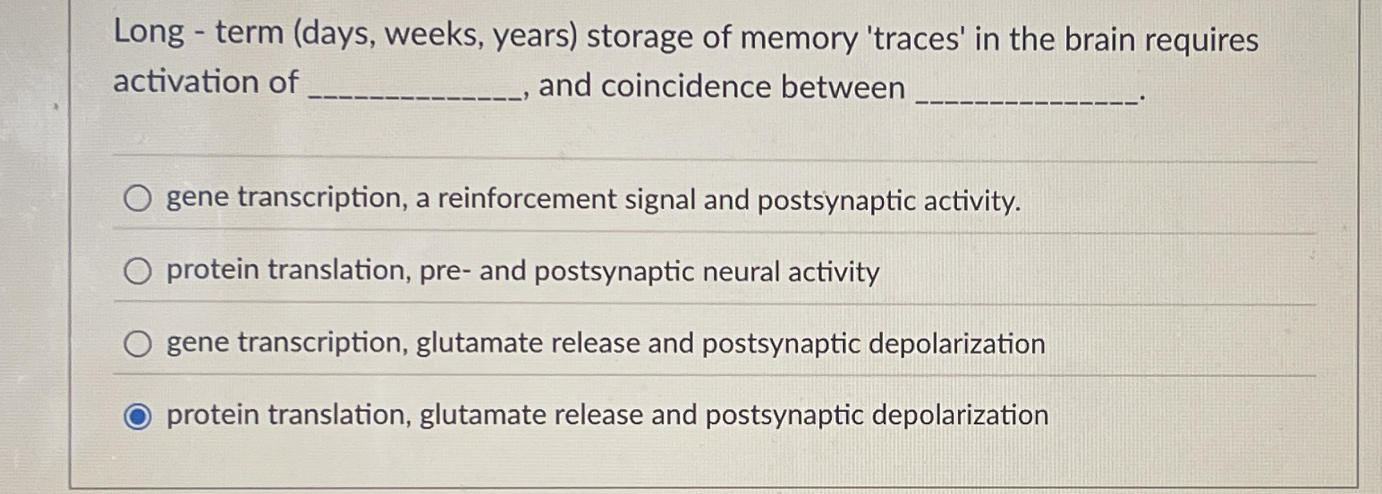 Long - term ( days , weeks, years ) storage of