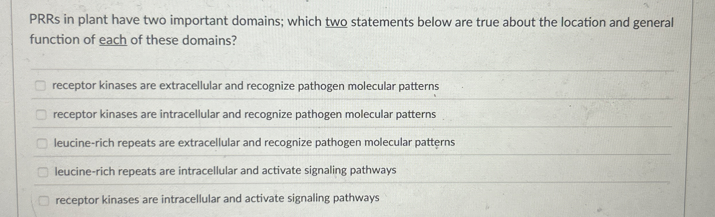 PRRs in plant have two important domains; which