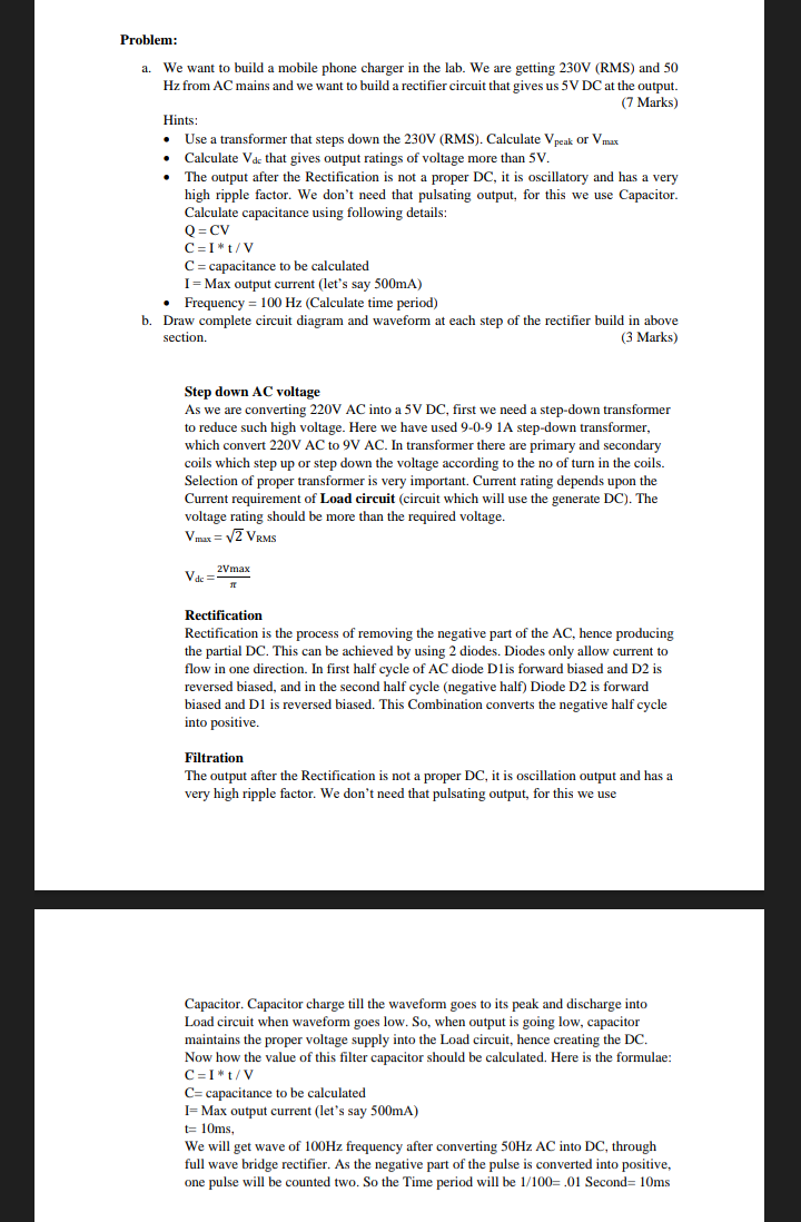 Problem: a . We want to build a mobile phone