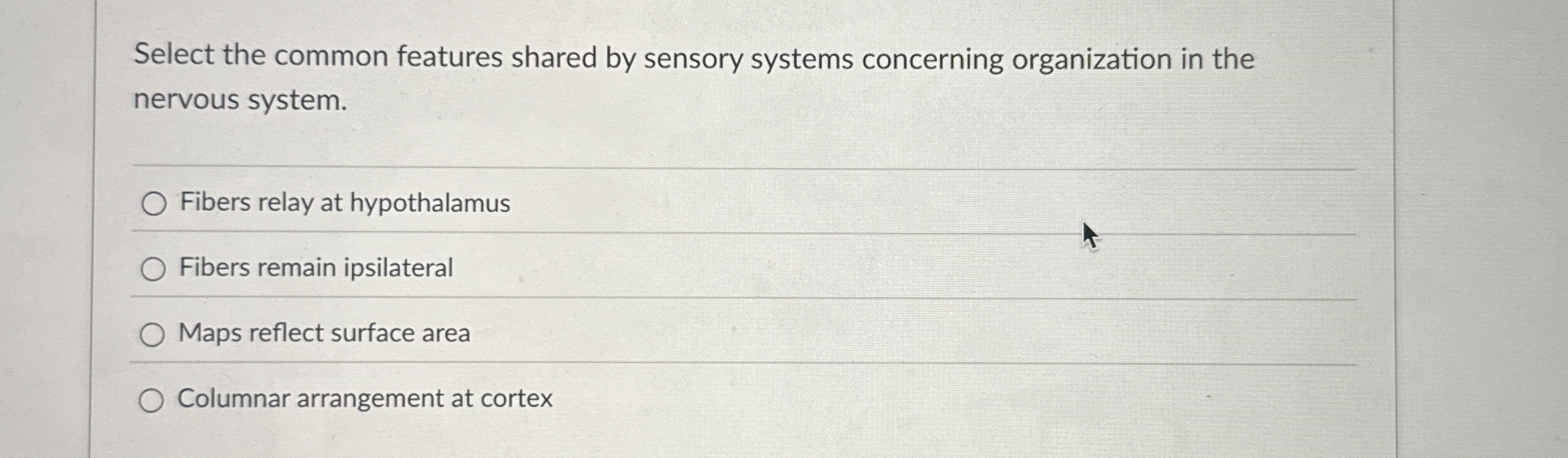 Select the common features shared by sensory