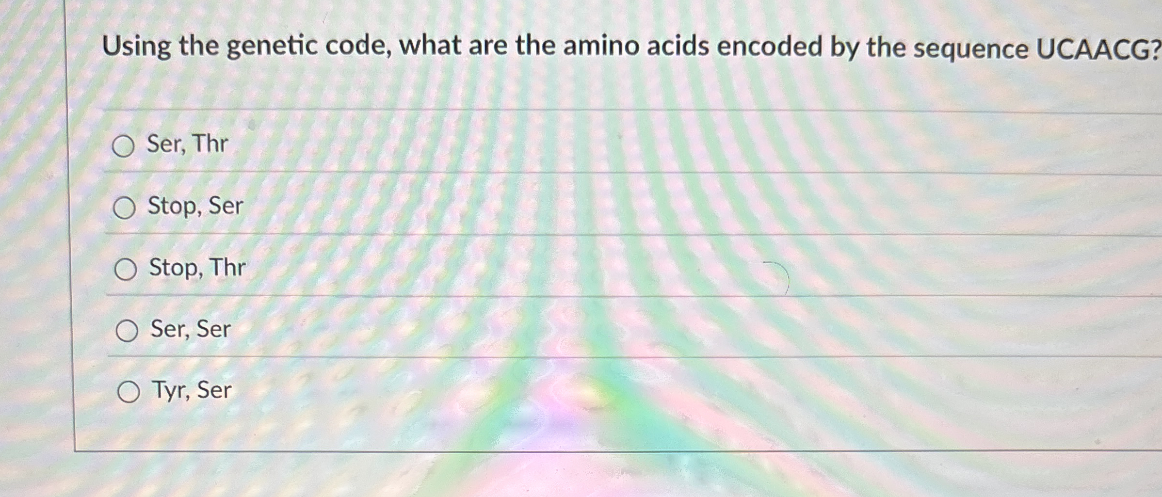Using the genetic code, what are the amino acids