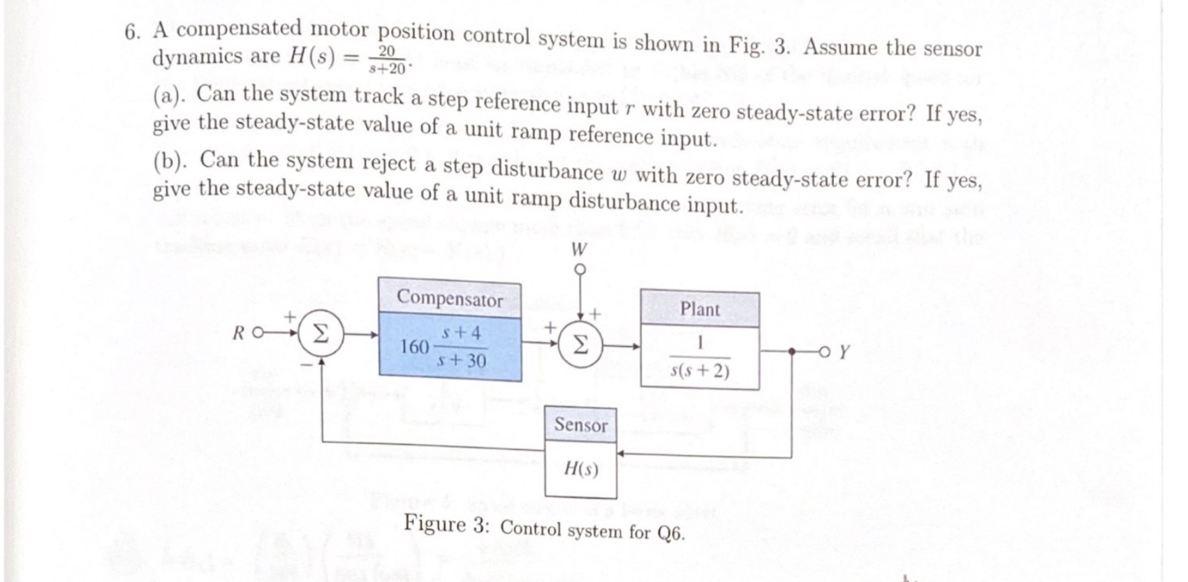 A compensated motor position control system is