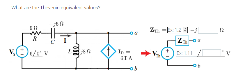 What are the Thevenin equivalent values?