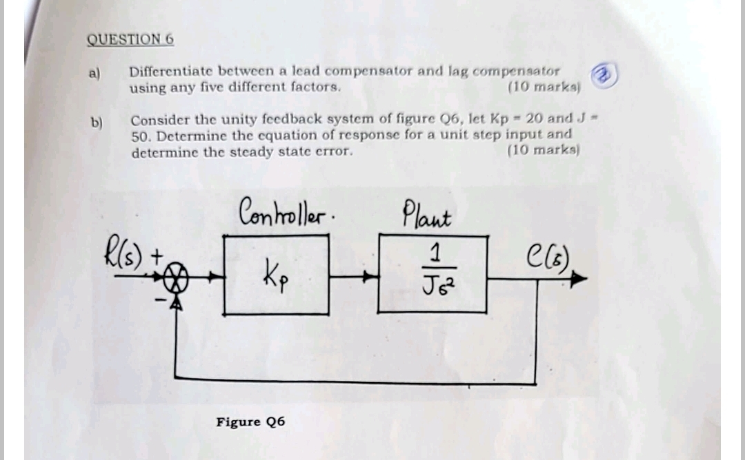 QUESTION 6 a ) Differentiate between a lead