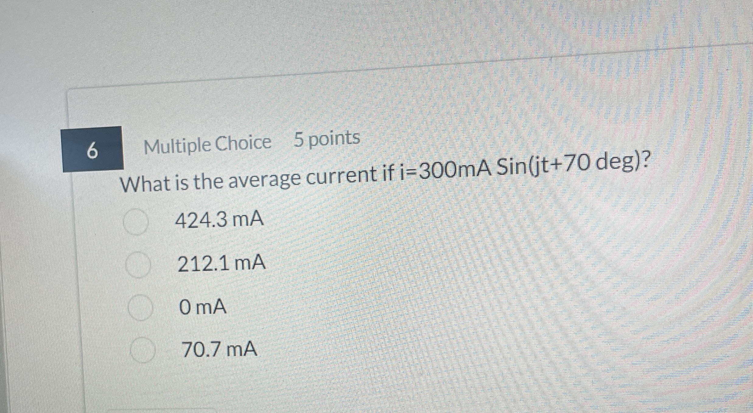 Multiple Choice 5 points What is the average