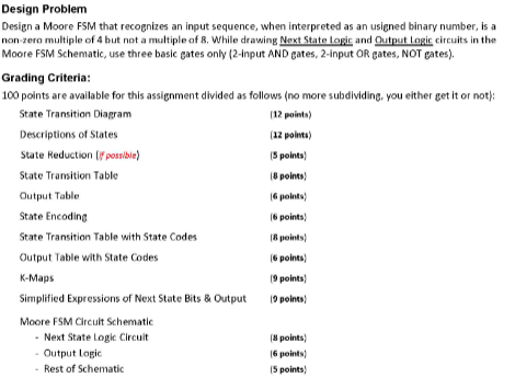 Design Problem Design a Moore FSM that recognizes