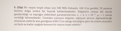 ( 2 5 p ) Bir mayn tespit cihaz i in 5 0 0 MHz
