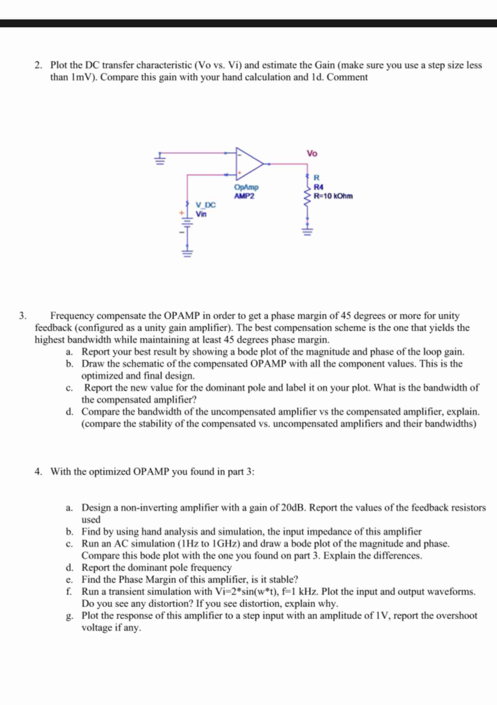 Plot the DC transfer characteristic ( Vo vs . Vi