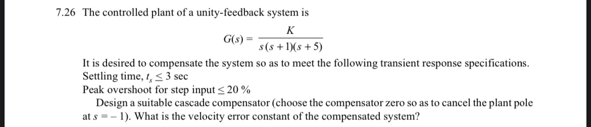7 . 2 6 The controlled plant of a unity -