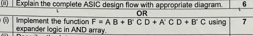 ( i ) Implement the function F = A B + B ' C D +