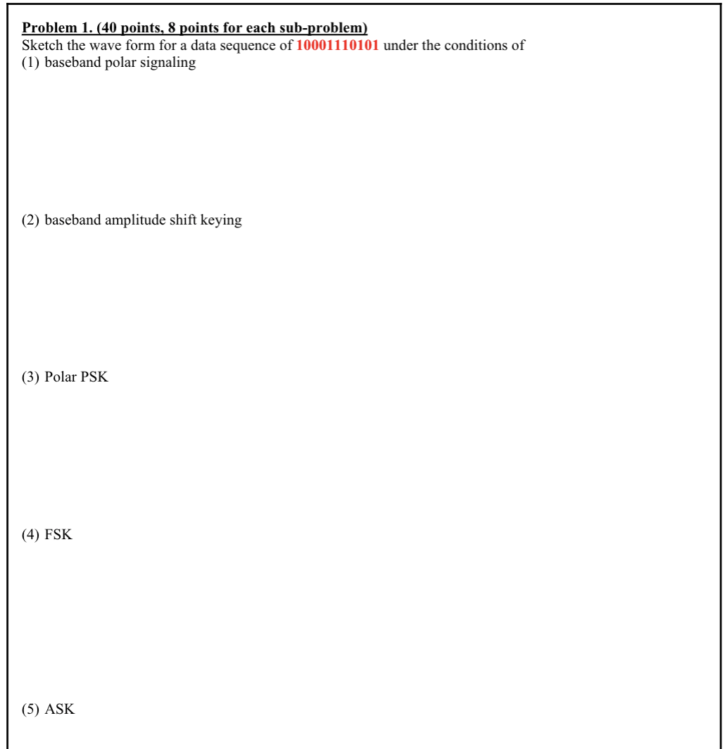 Problem 1 . ( 4 0 points, 8 points for each sub -