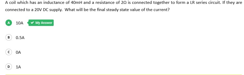 A coil which has an inductance of 4 0 mH and a