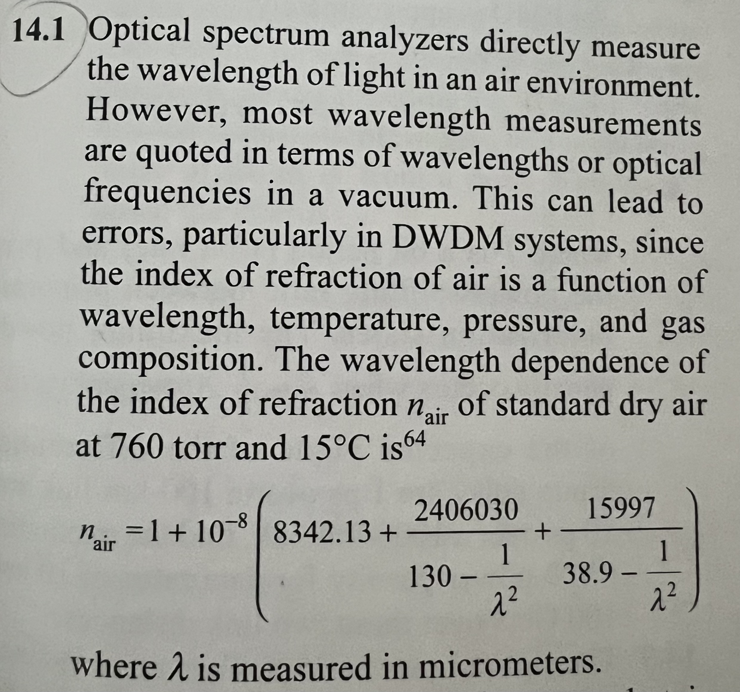1 4 . 1 Optical spectrum analyzers directly