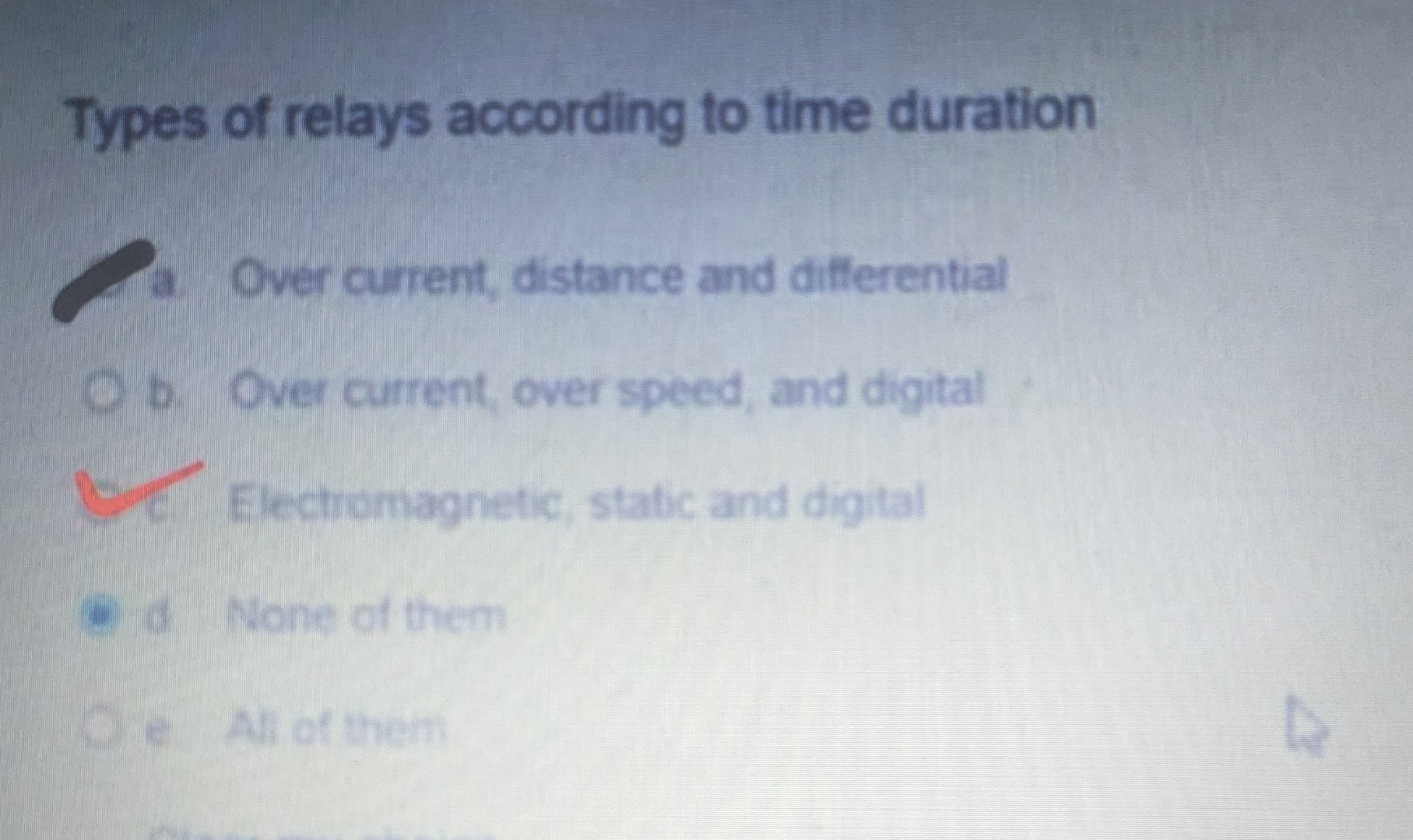 Types of relays according to time duration a Over
