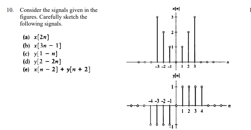 Sketch the following signals: a ) x [ 2 n ] x [ 2