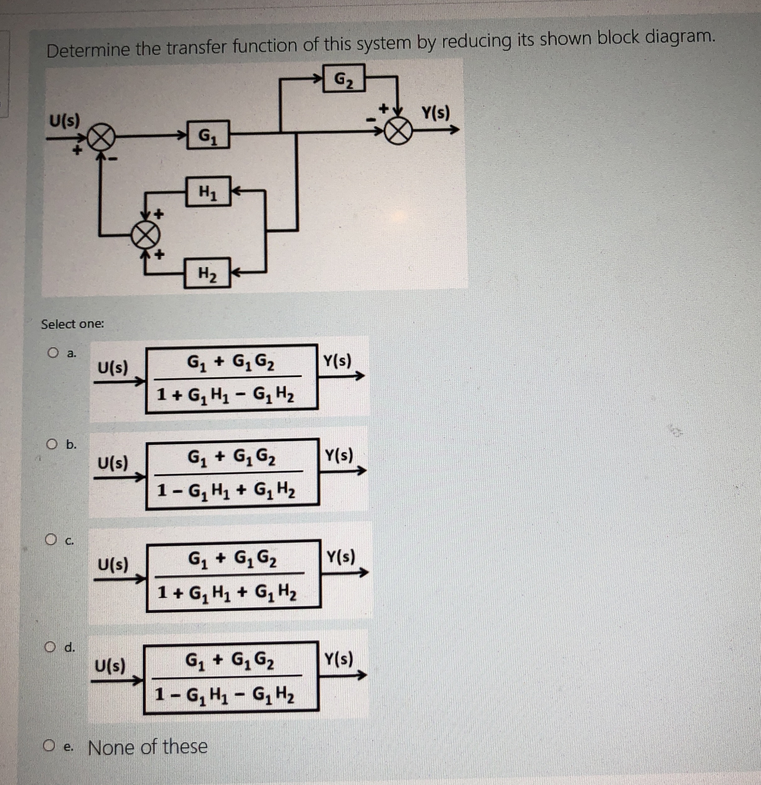 Determine the transfer function of this system by
