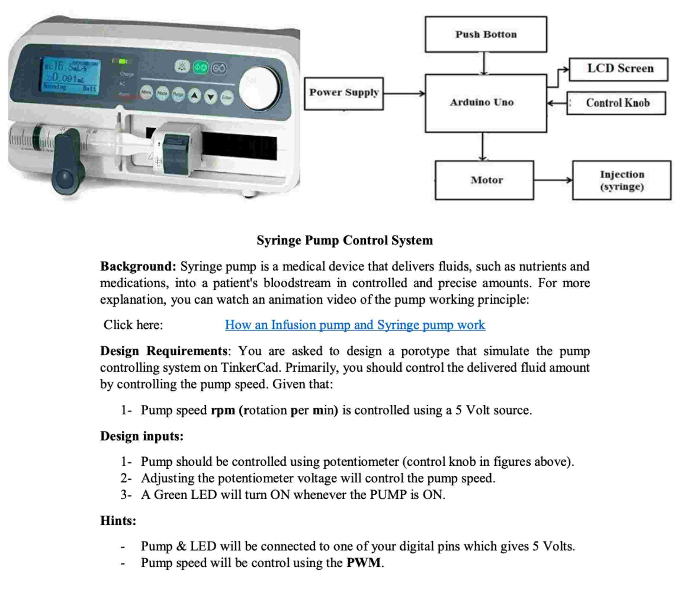 Create a TinkerCad sketch ( code ) and circuit