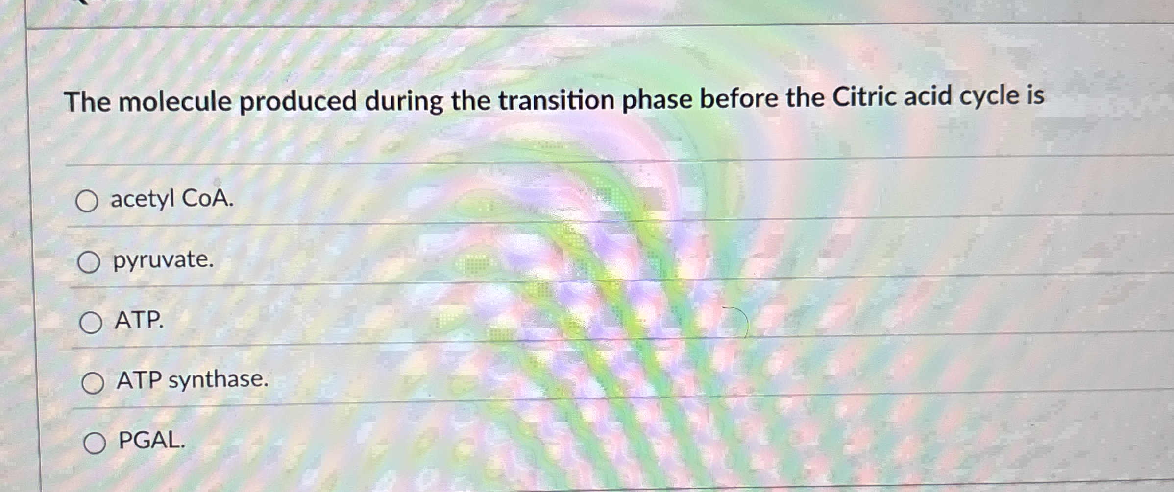 The molecule produced during the transition phase
