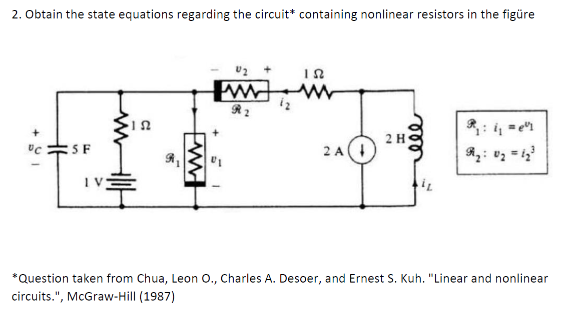Obtain the state equations regarding the circuit