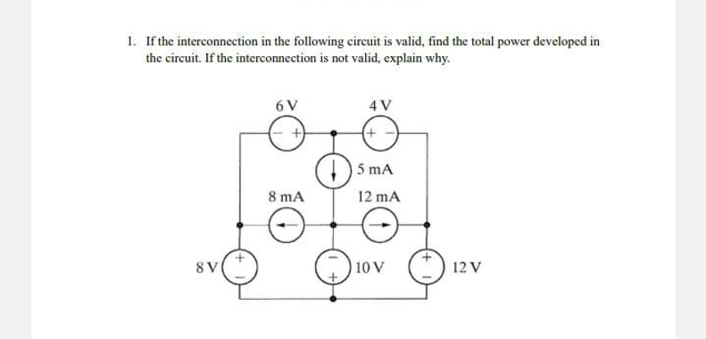 1 . If the interconnection in the following
