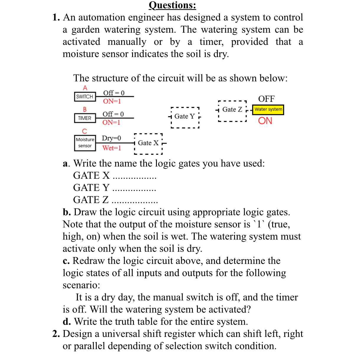 I want full soluation for question: number 1 ( a
