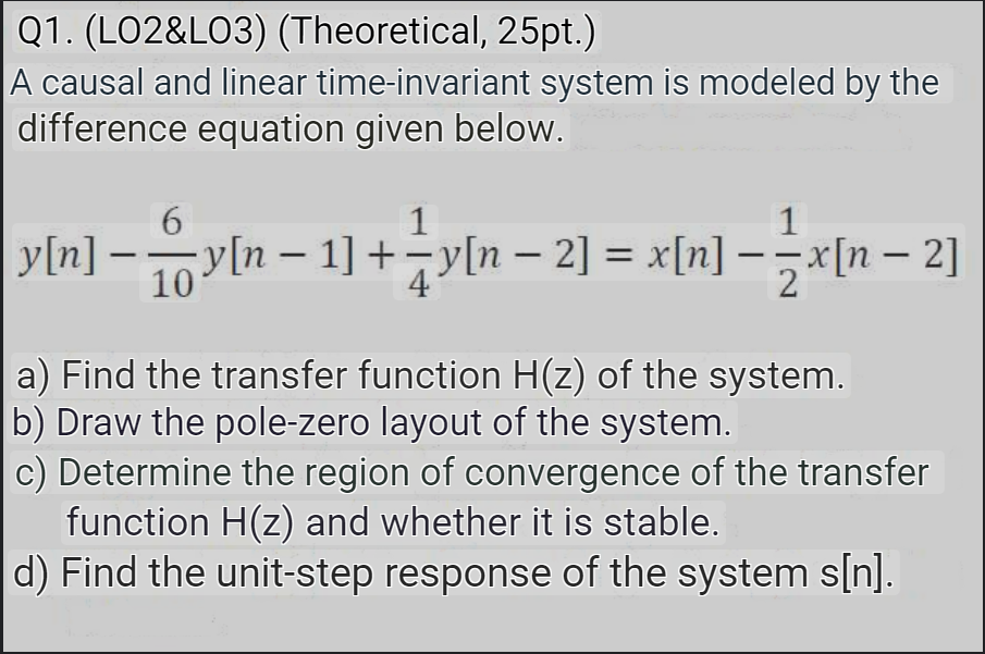 a ) Find the transfer function H ( z ) of the