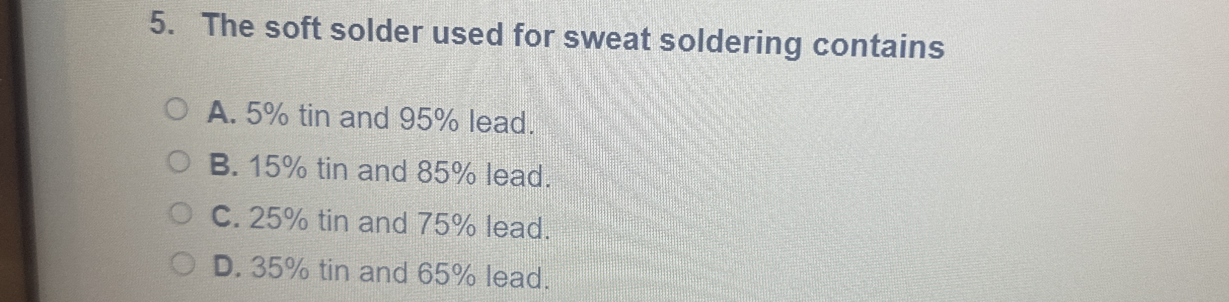 The soft solder used for sweat soldering contains