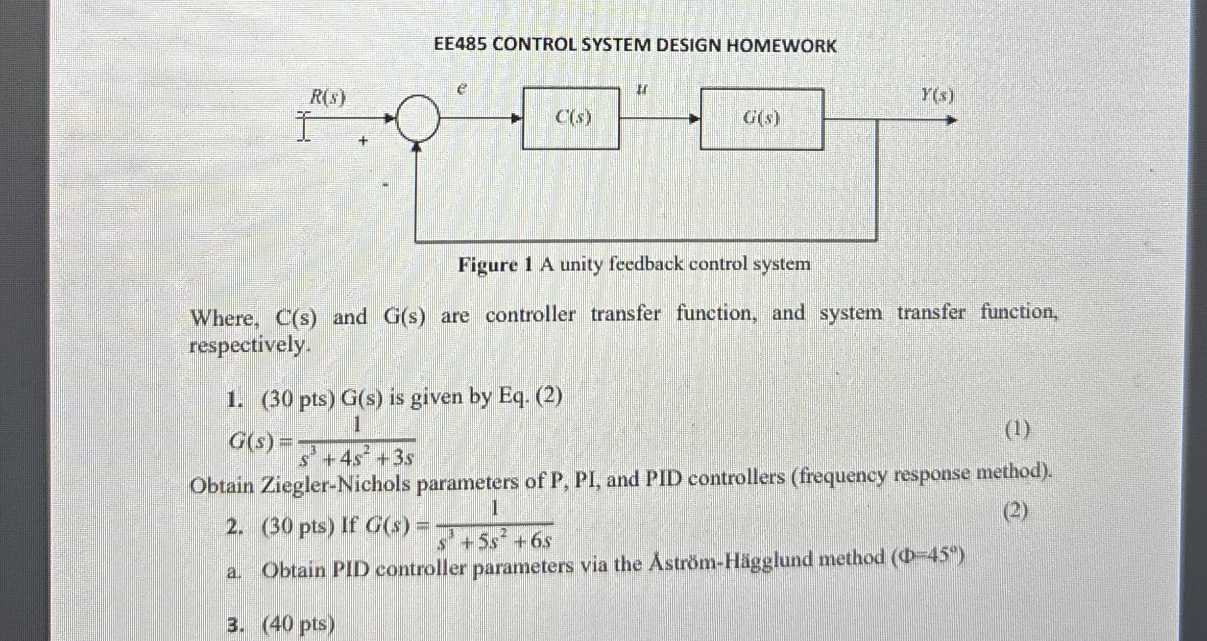 EE 4 8 5 CONTROL SYSTEM DESIGN HOMEWORK Where, C