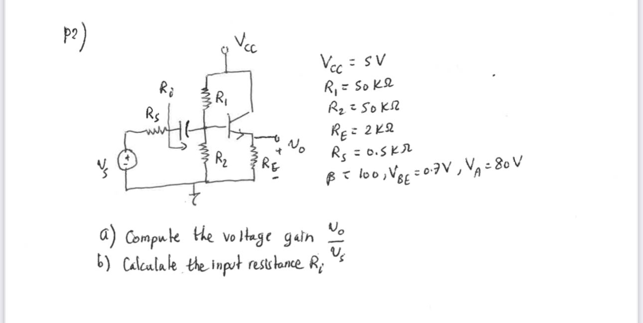 p 2 ) V c C = s V R 1 = 5 0 k R 2 = 5 0 k R E = 2