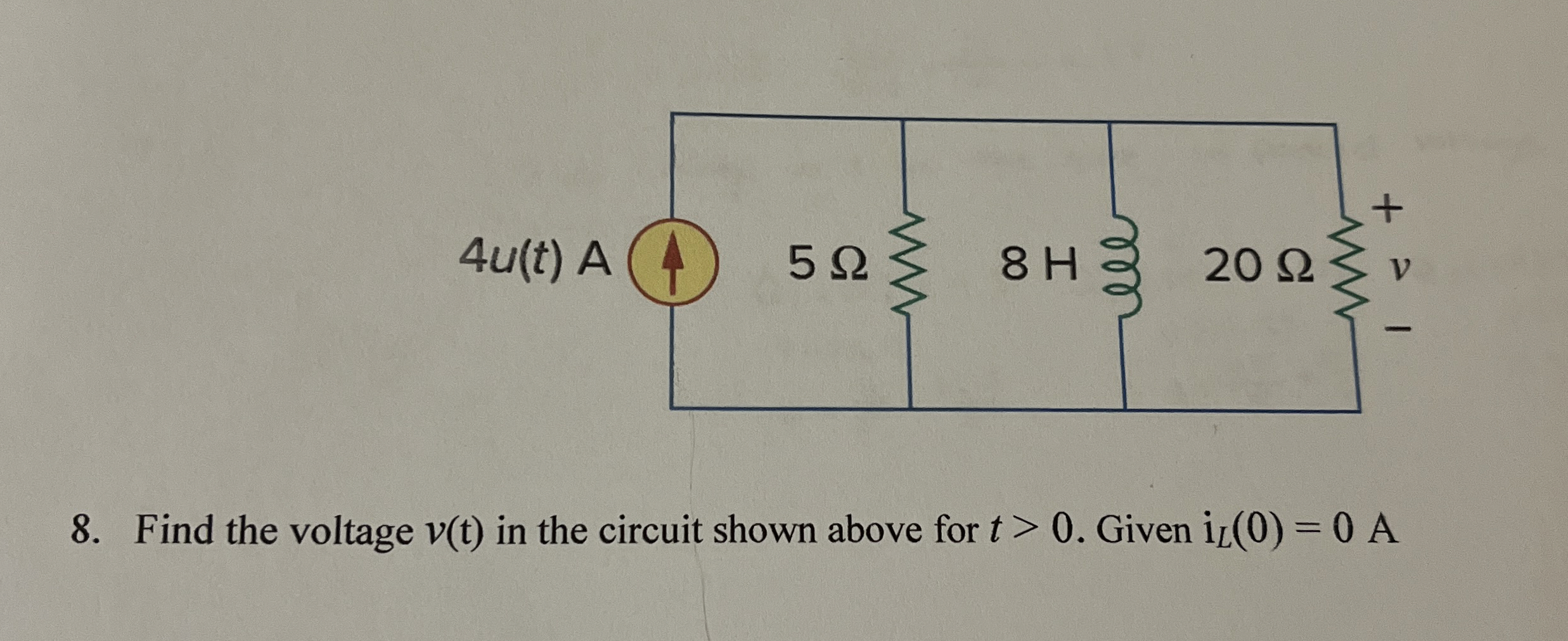 Find the voltage v ( t ) in the circuit shown