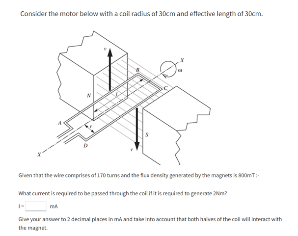 Consider the motor below with a coil radius of 3