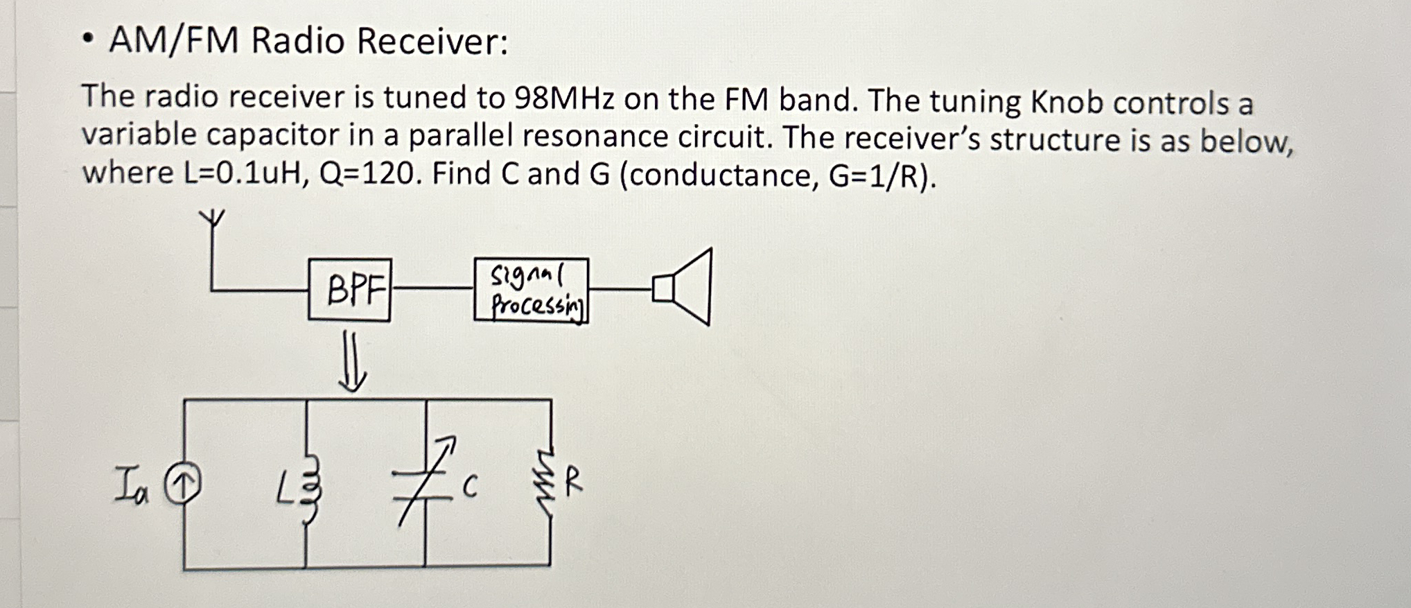 AM / FM Radio Receiver: The radio receiver is