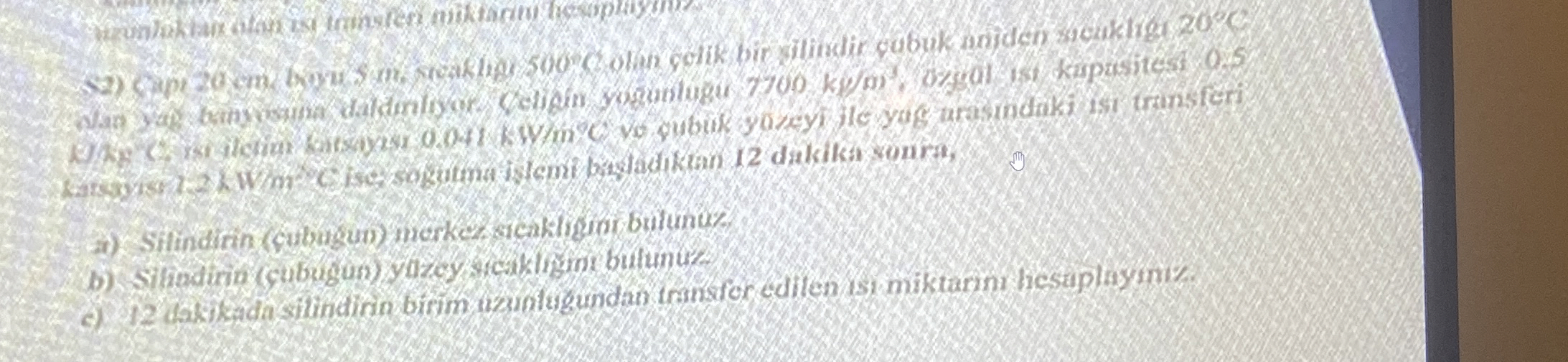 a ) Silindirn ( culugum ) merker scakligm bulunuz.